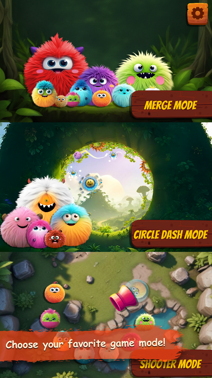 Googoolies merge, circle dash, and shooter game modes