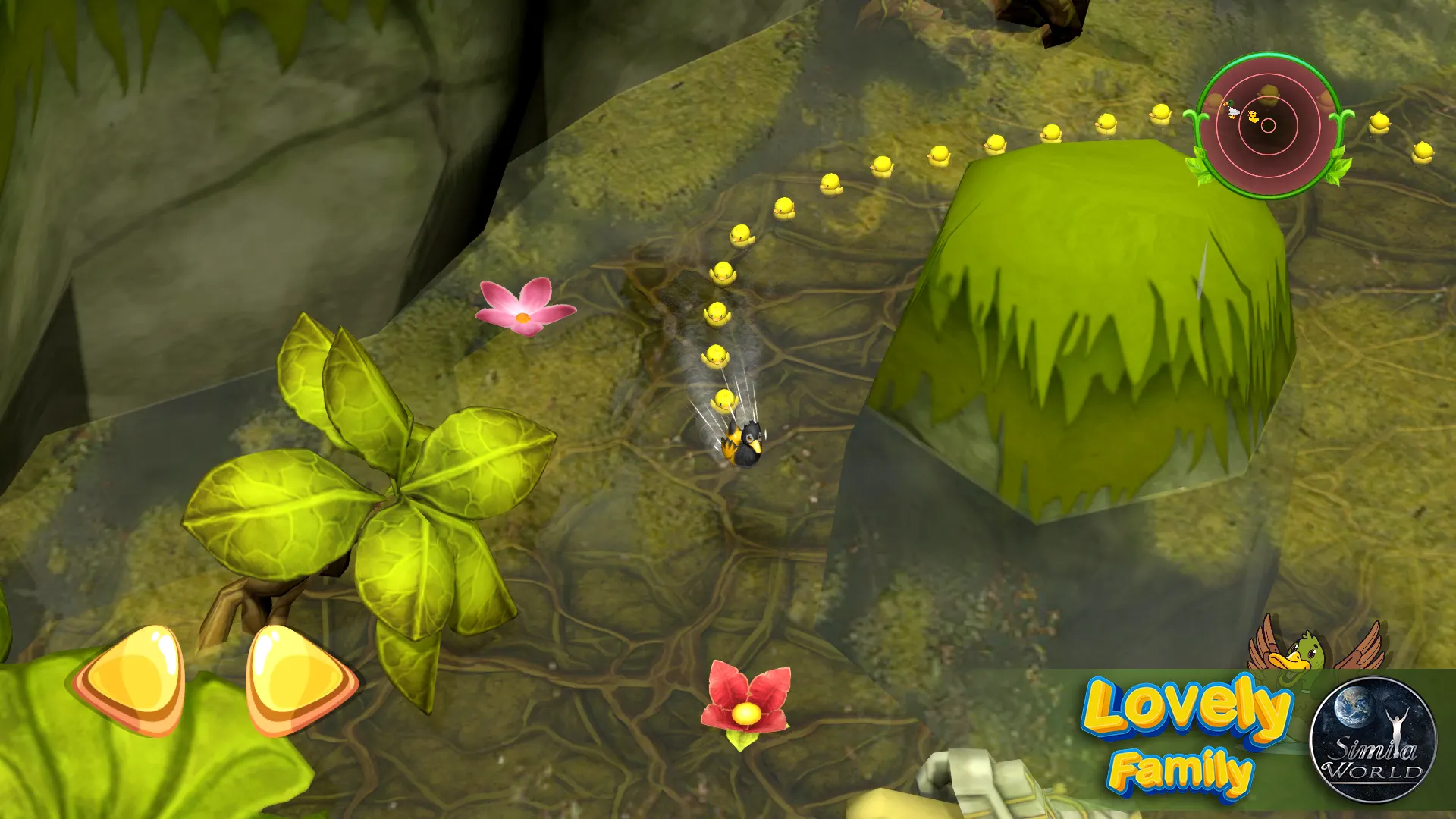 Lovely Family ducklings following through the jungle