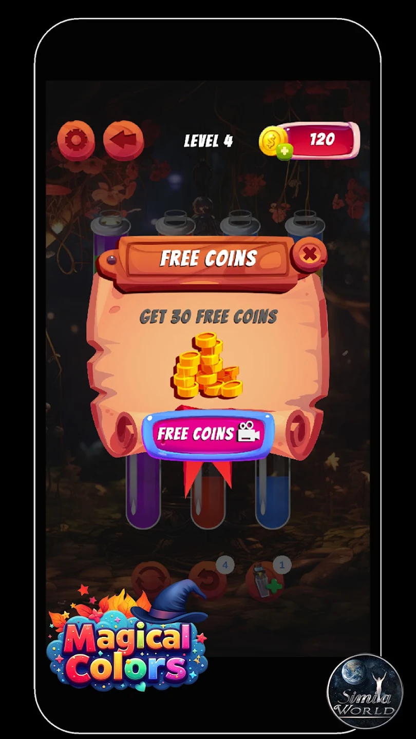 Free coin reward screen in Magical Colors