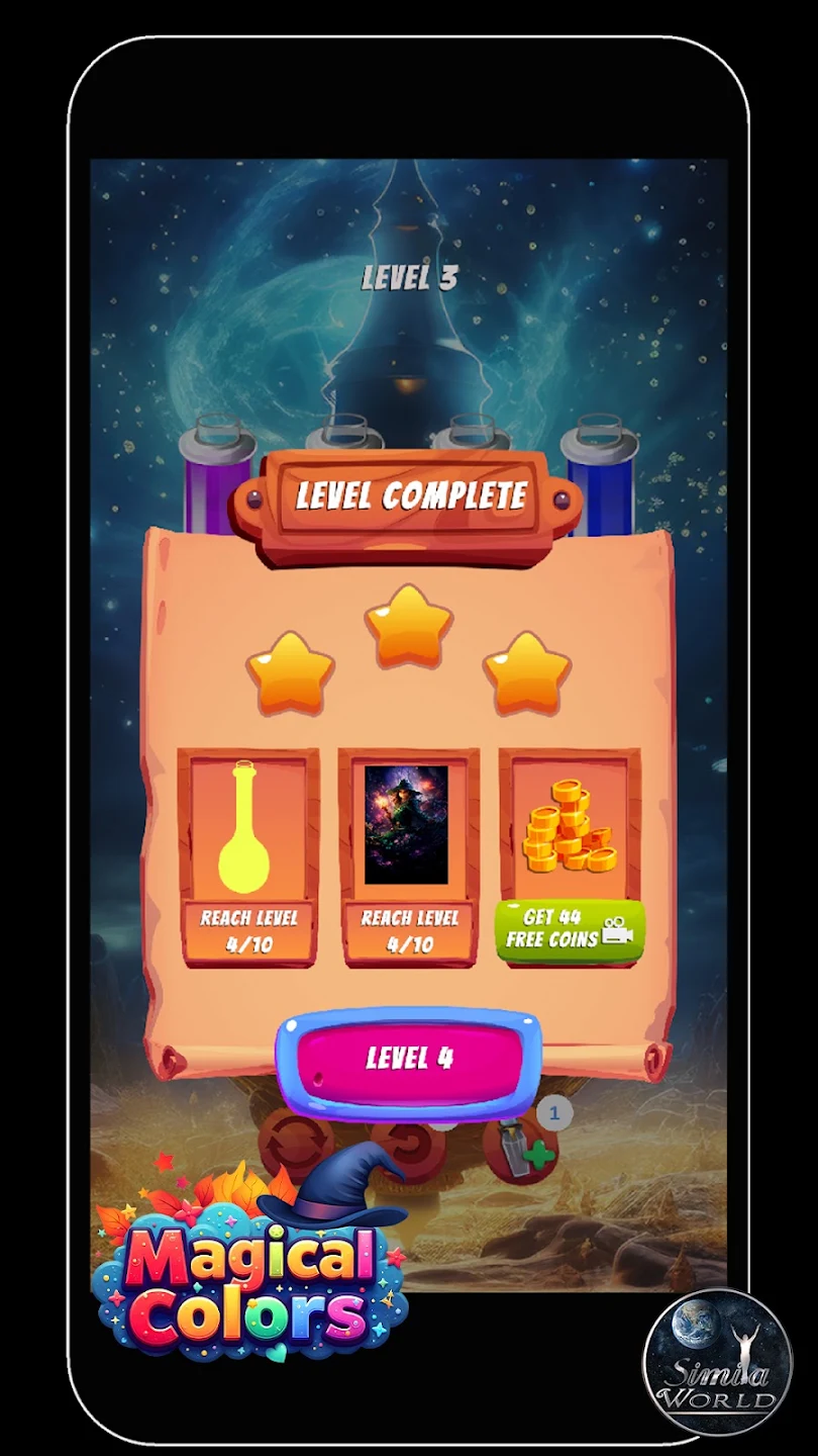 Magical Colors level complete rewards screen